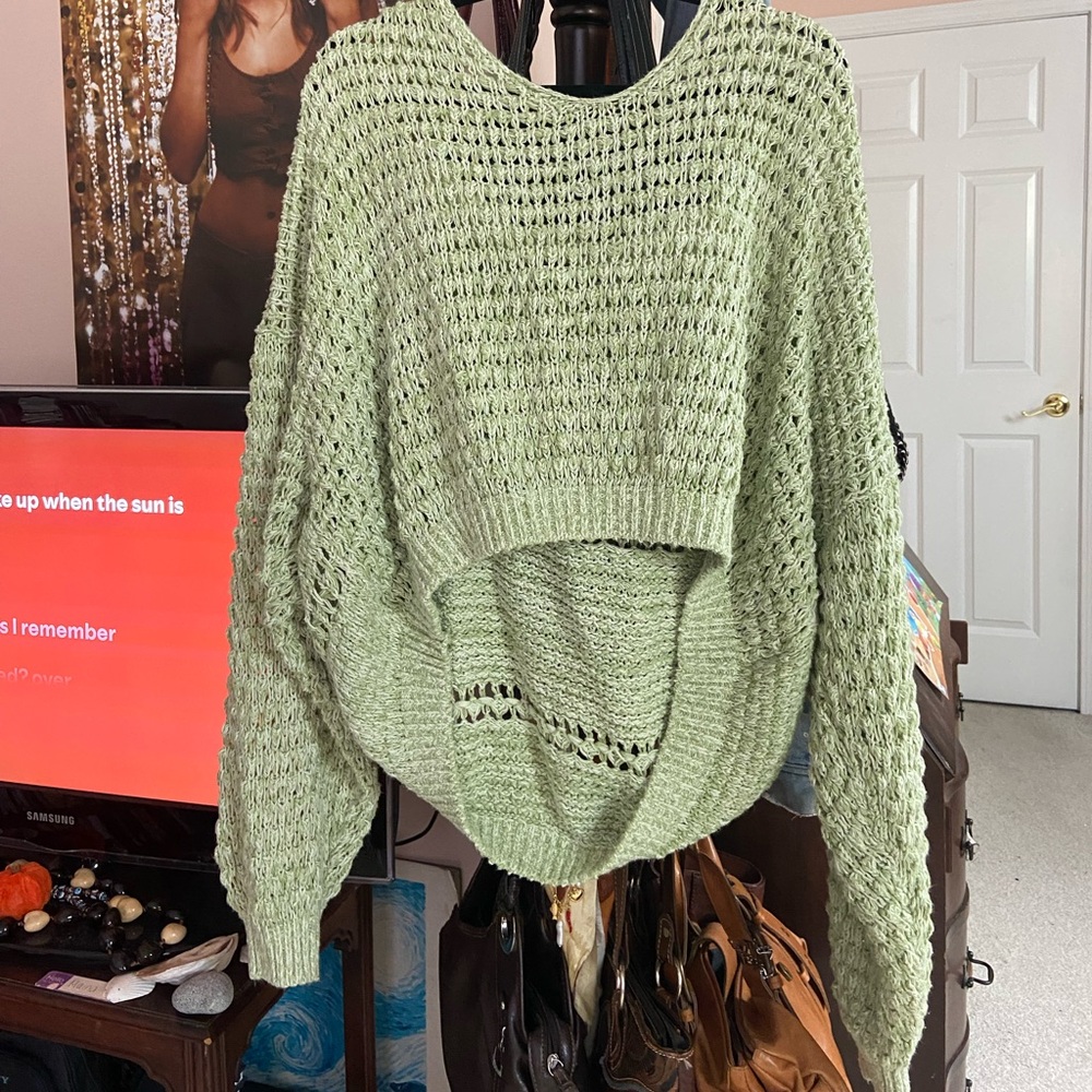 Free People La Brea kiwi green sweater size XL